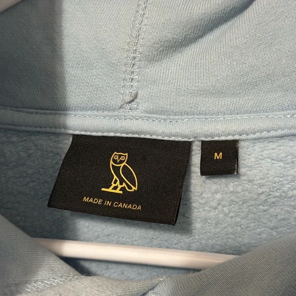 October’s Very Own OVO Chenille Bubble Owl Hooded Sweatshirt Men’s Medium Blue